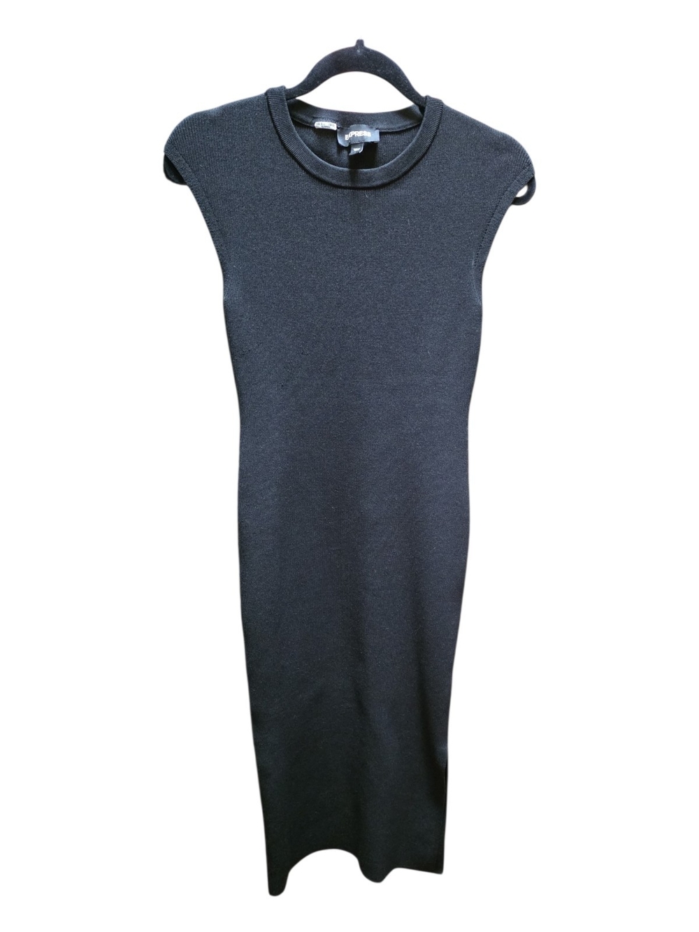 Express Black Sleeveless Midi Ribbed Dress